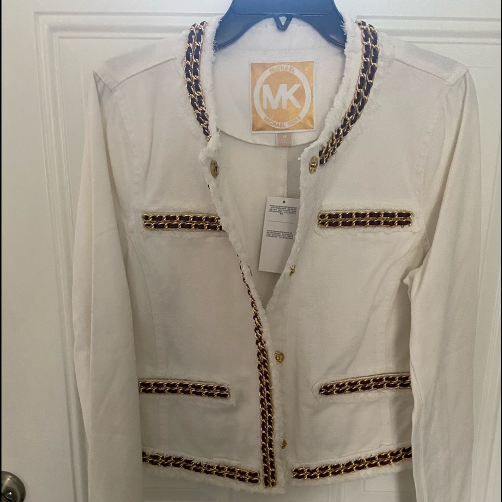 Michael Michael Kors Jean/leather/chain Jacket